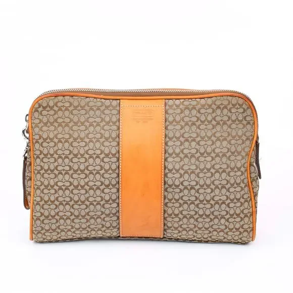 Coach Signature Brown Pouch Bag - Picture 1 of 7